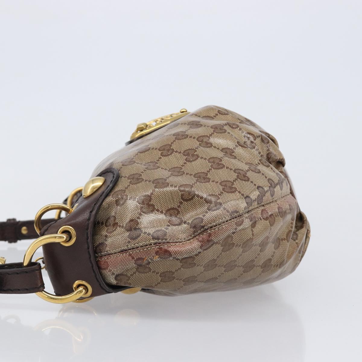 GUCCI GG Crystal Histeria Shoulder Bag patent Beige 211963 Auth 202627