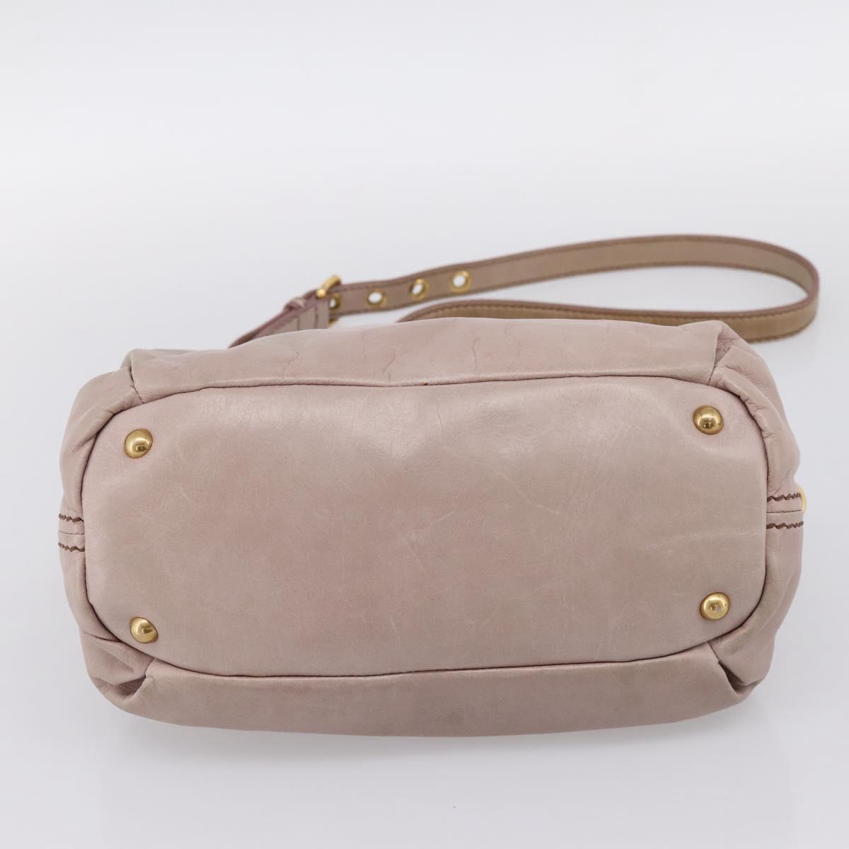 Miu Miu Vitellolux Hand Bag Leather 2way Pink Gold Tone Auth 202628V