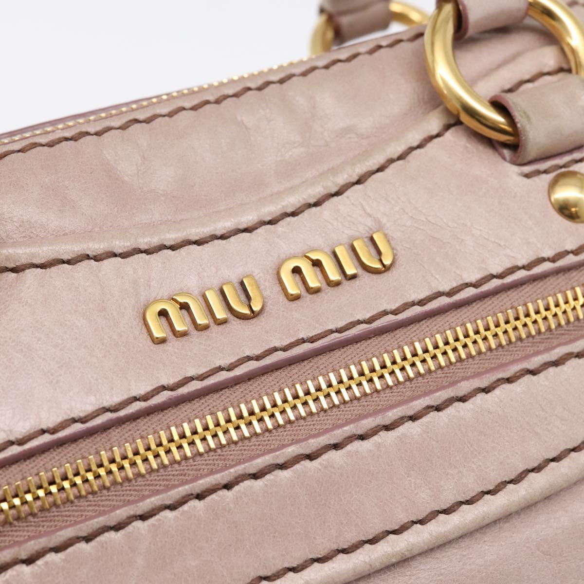 Miu Miu Vitellolux Hand Bag Leather 2way Pink Gold Tone Auth 202628V