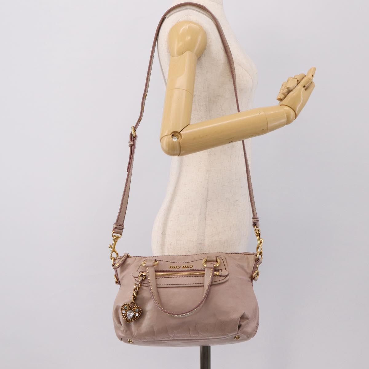 Miu Miu Vitellolux Hand Bag Leather 2way Pink Gold Tone Auth 202628V