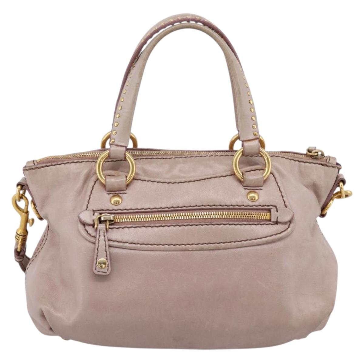 Miu Miu Vitellolux Hand Bag Leather 2way Pink Gold Tone Auth 202628V
