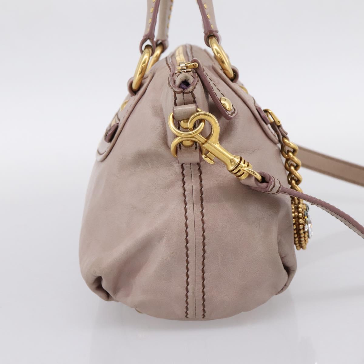 Miu Miu Vitellolux Hand Bag Leather 2way Pink Gold Tone Auth 202628V