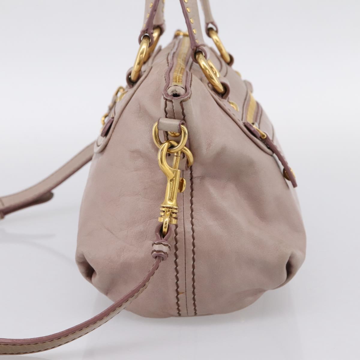 Miu Miu Vitellolux Hand Bag Leather 2way Pink Gold Tone Auth 202628V
