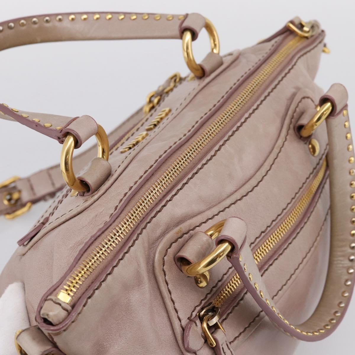 Miu Miu Vitellolux Hand Bag Leather 2way Pink Gold Tone Auth 202628V