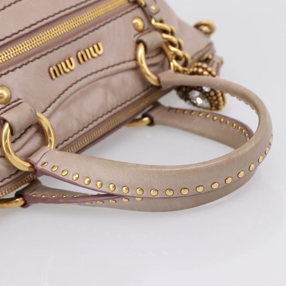Miu Miu Vitellolux Hand Bag Leather 2way Pink Gold Tone Auth 202628V