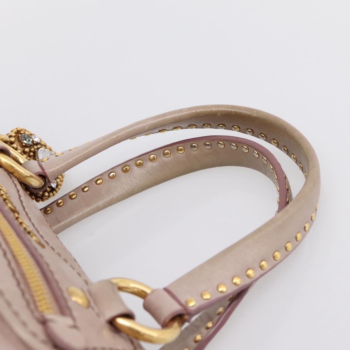 Miu Miu Vitellolux Hand Bag Leather 2way Pink Gold Tone Auth 202628V