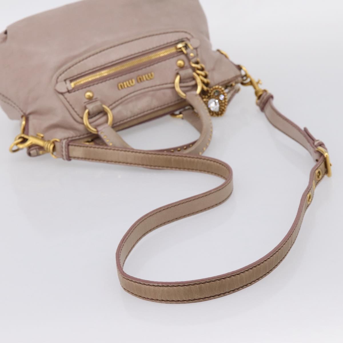Miu Miu Vitellolux Hand Bag Leather 2way Pink Gold Tone Auth 202628V