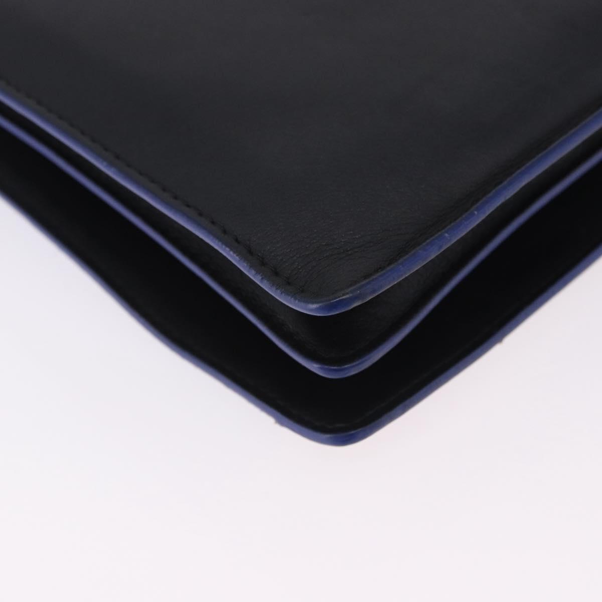 CELINE Shoulder Bag Leather Blue Black Auth 202635A