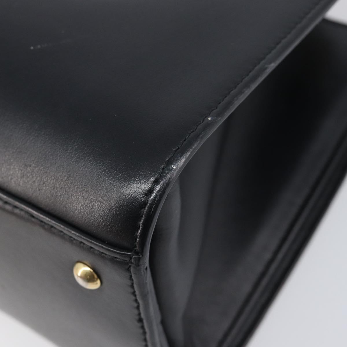 Salvatore Ferragamo Gancini Hand Bag Leather 2way Black Gold Tone Auth 202636V