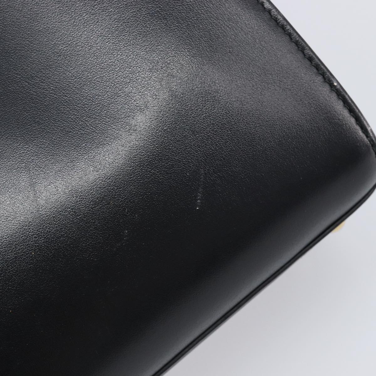 Salvatore Ferragamo Gancini Hand Bag Leather 2way Black Gold Tone Auth 202636V