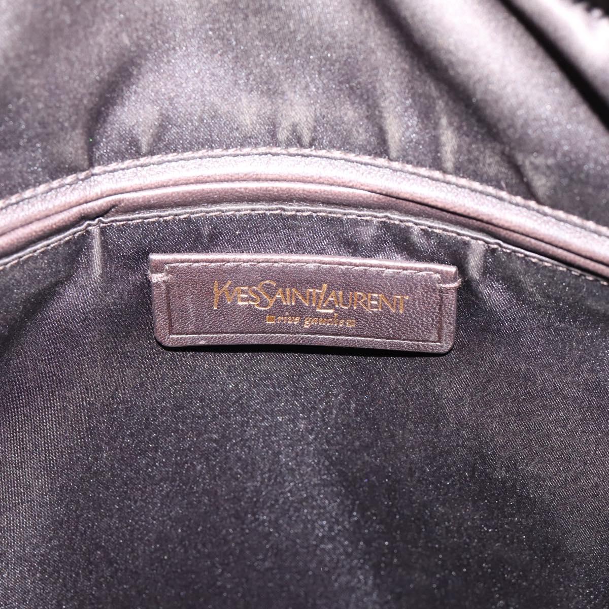 SAINT LAURENT Hand Bag Leather Bordeaux Gold Auth 202650A