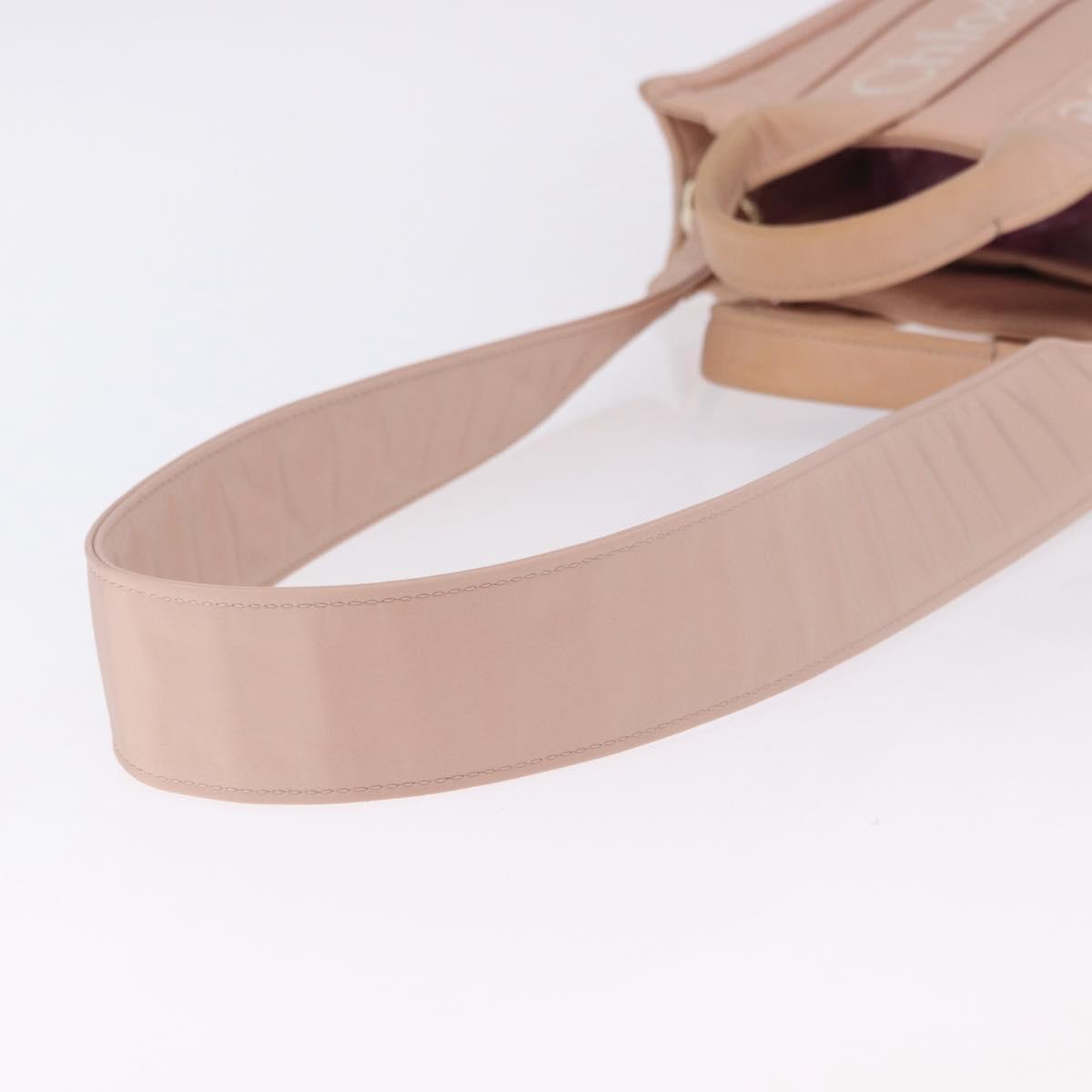 Chloe Woody Small Hand Bag Nylon 2way Pink Gold Auth 202651A
