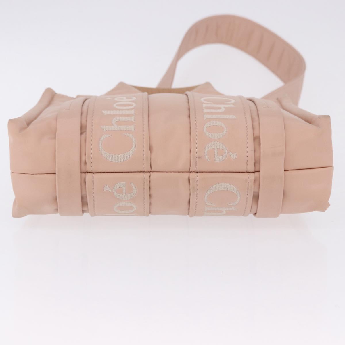 Chloe Woody Small Hand Bag Nylon 2way Pink Gold Auth 202651A