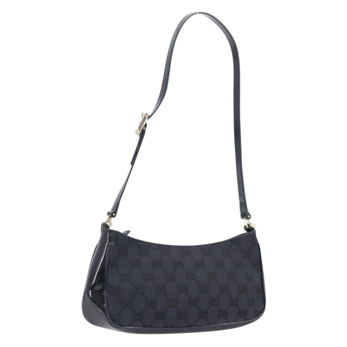 GUCCI GG Canvas Shoulder Bag Black Gold 001 4152 2684 Auth 202652V