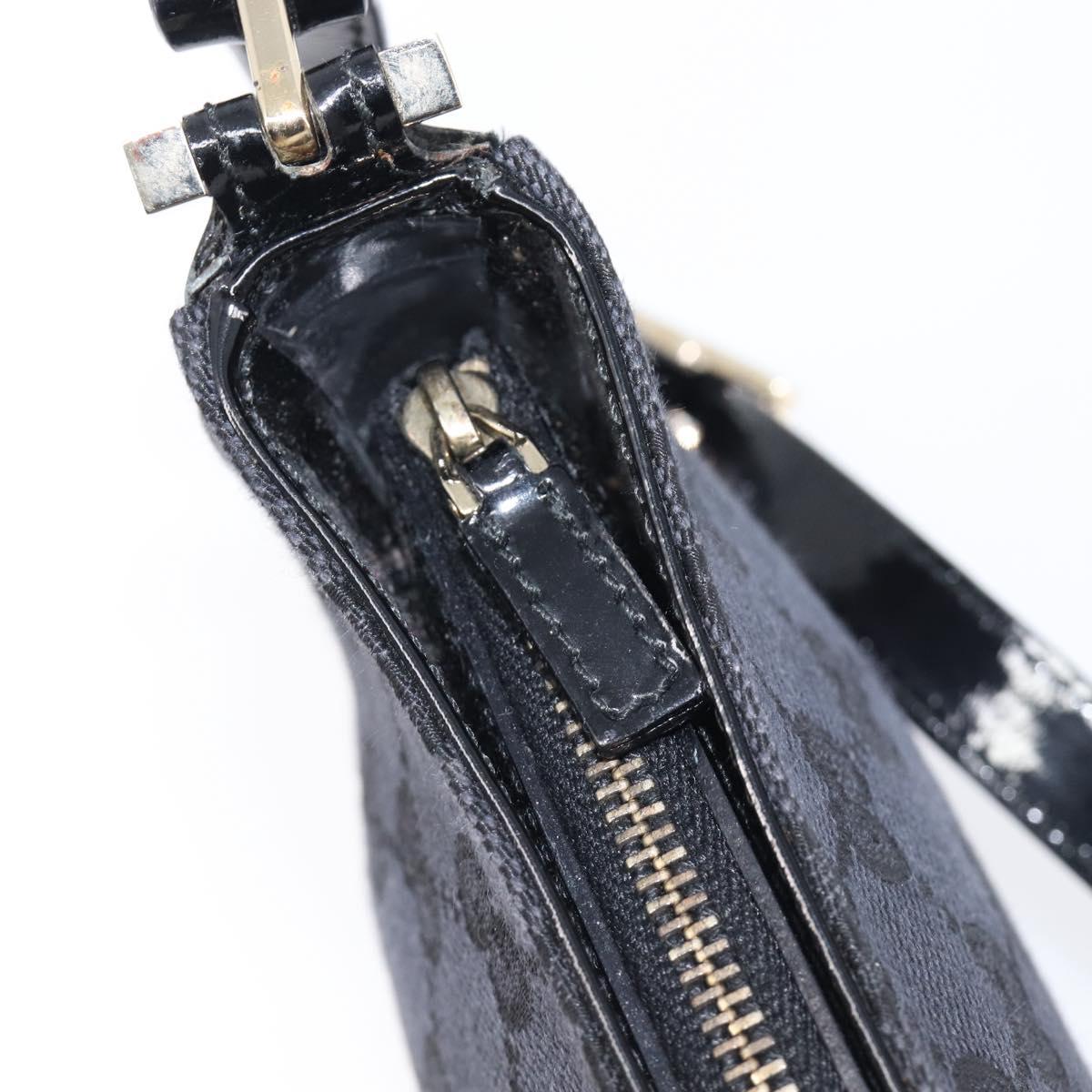 GUCCI GG Canvas Shoulder Bag Black Gold 001 4152 2684 Auth 202652V