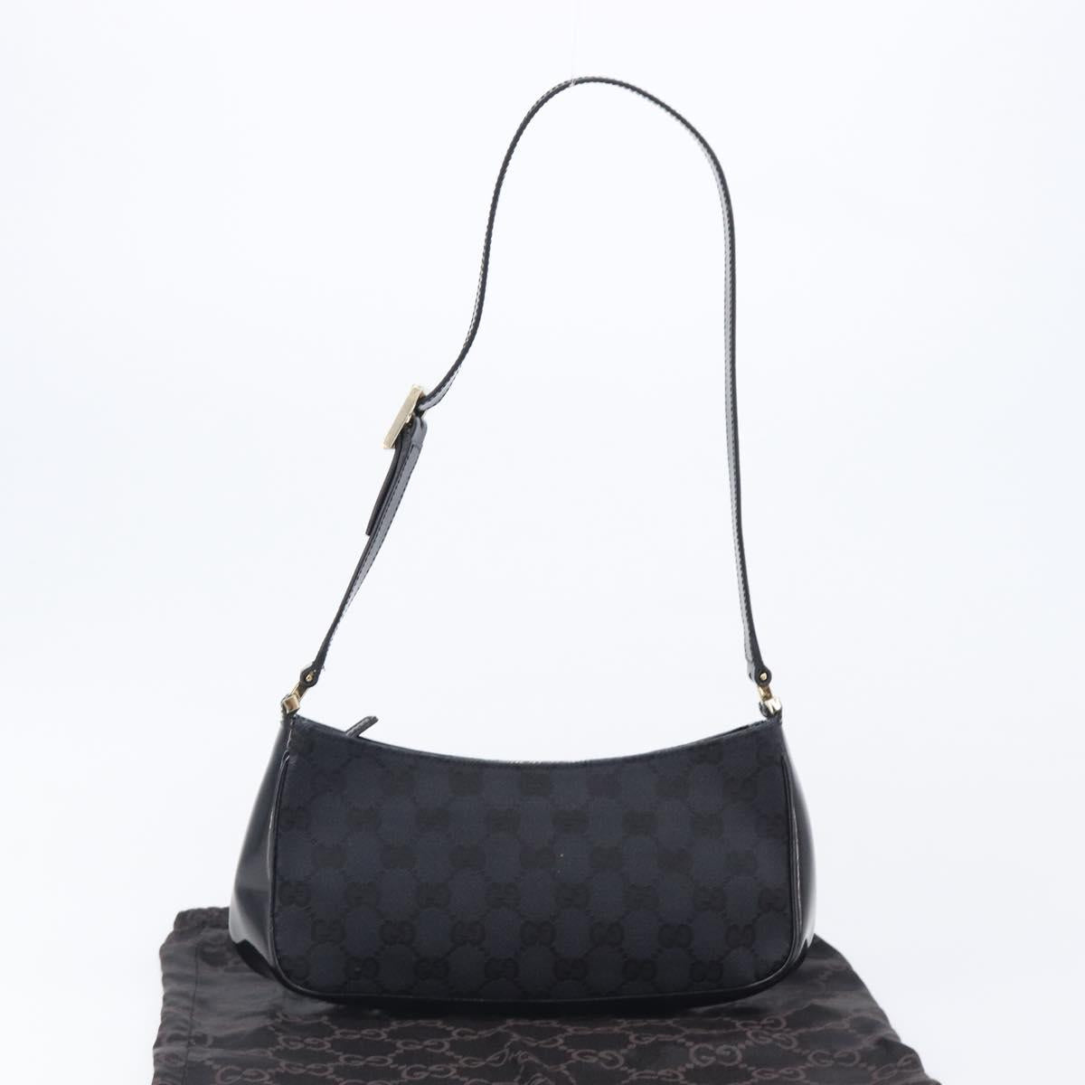 GUCCI GG Canvas Shoulder Bag Black Gold 001 4152 2684 Auth 202652V