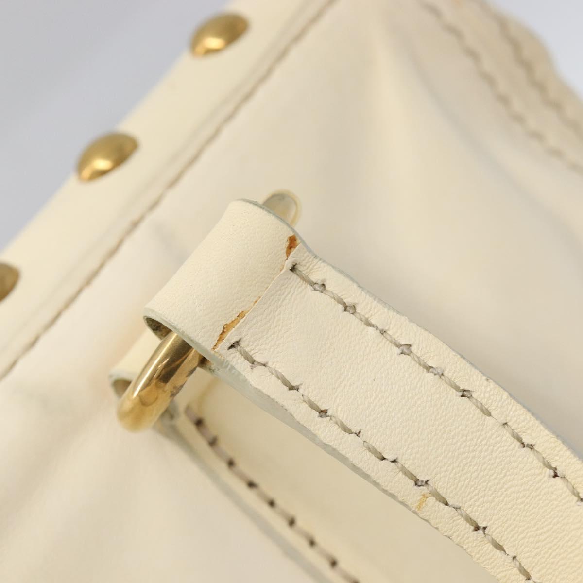 Miu Miu Hand Bag Leather Ivory Gold Auth 202657A
