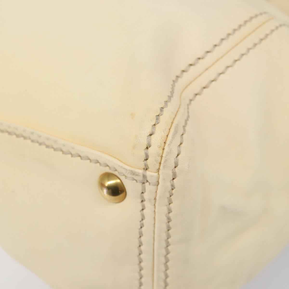 Miu Miu Hand Bag Leather Ivory Gold Auth 202657A