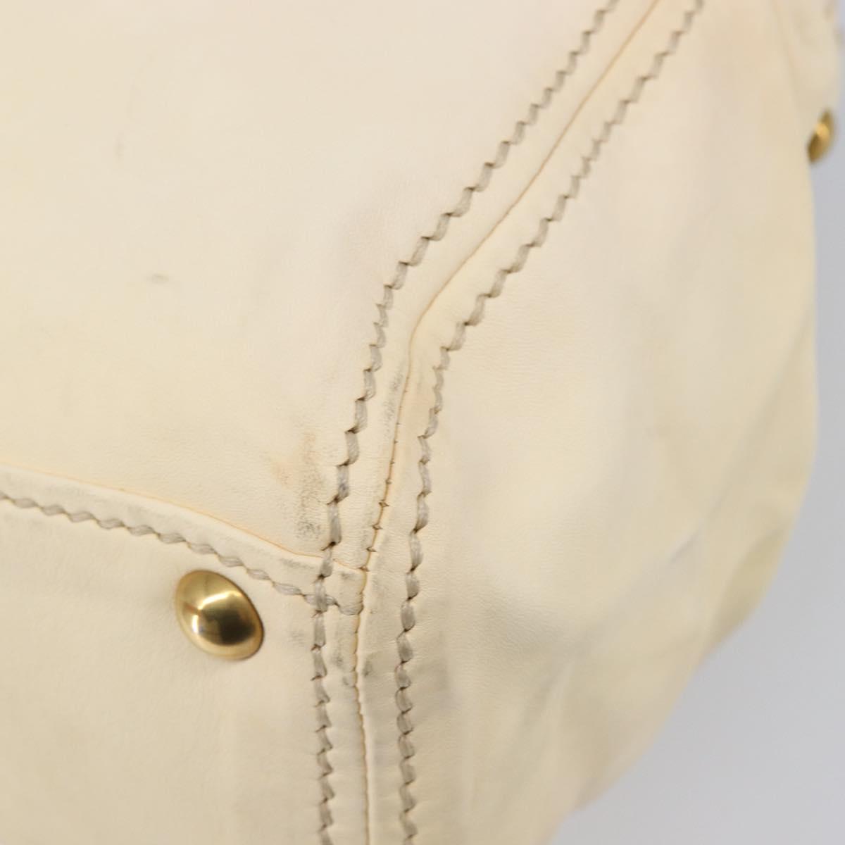 Miu Miu Hand Bag Leather Ivory Gold Auth 202657A