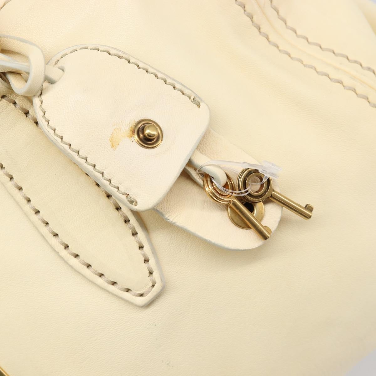 Miu Miu Hand Bag Leather Ivory Gold Auth 202657A