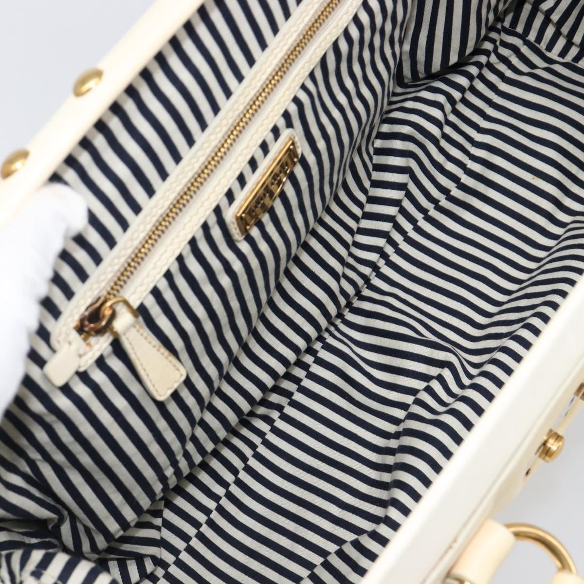 Miu Miu Hand Bag Leather Ivory Gold Auth 202657A