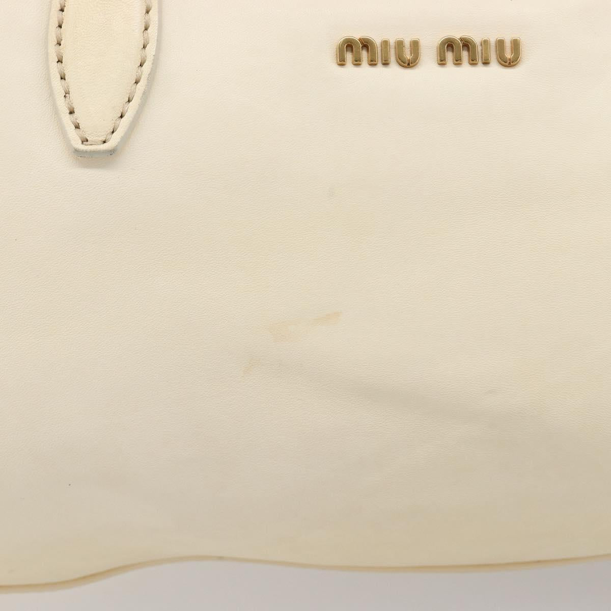 Miu Miu Hand Bag Leather Ivory Gold Auth 202657A