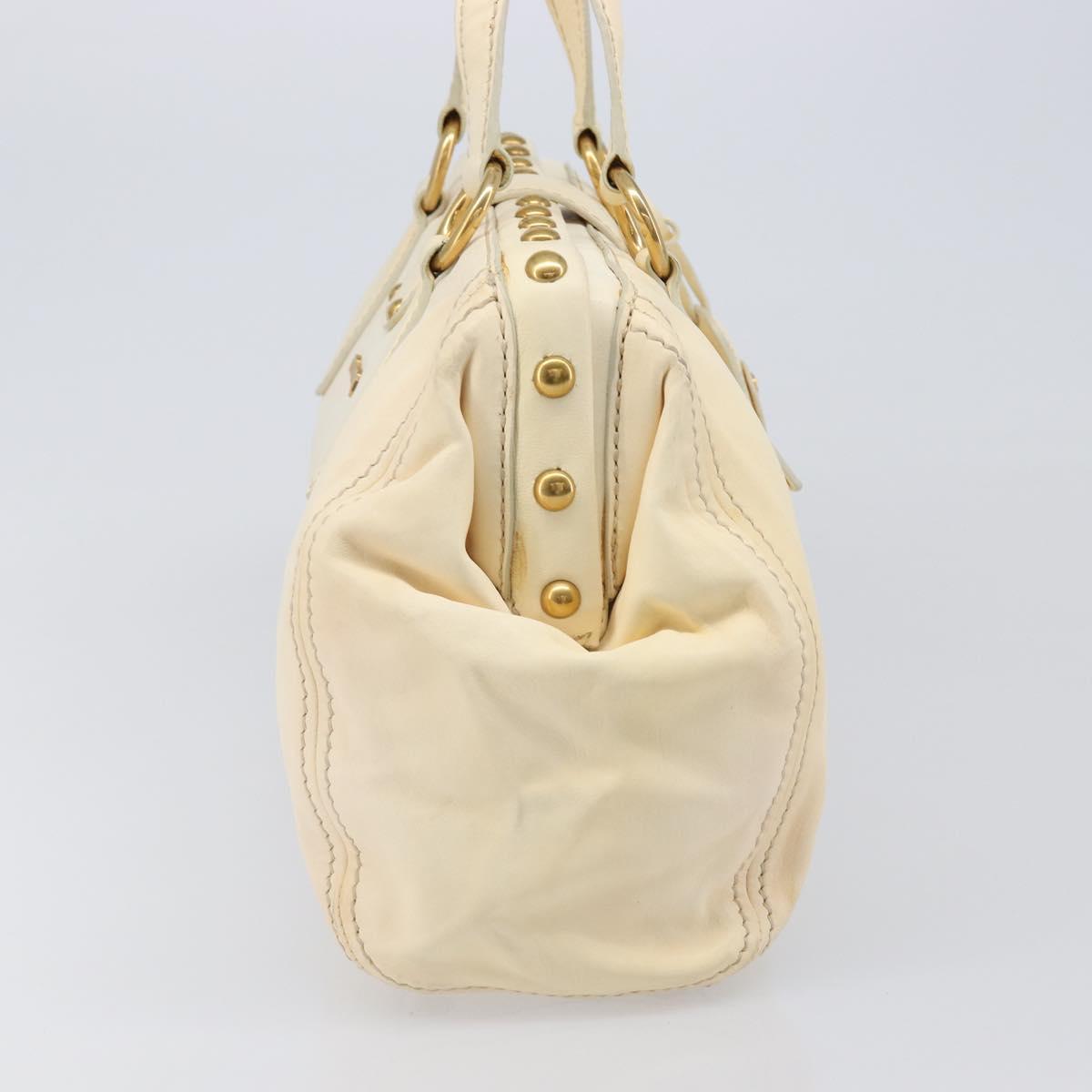 Miu Miu Hand Bag Leather Ivory Gold Auth 202657A