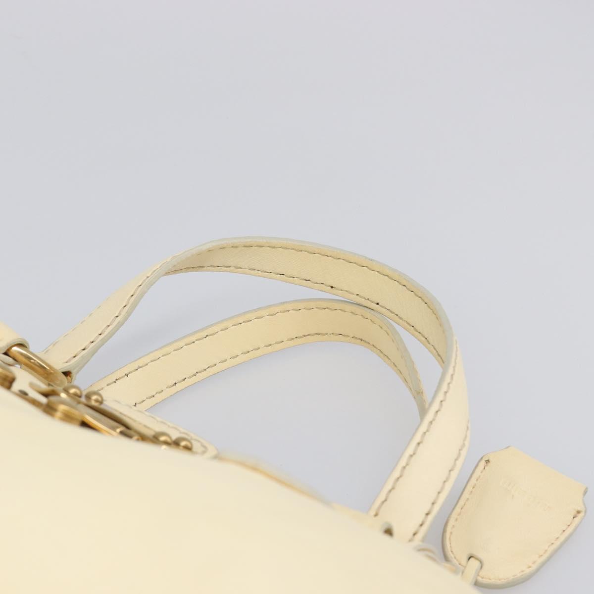 Miu Miu Hand Bag Leather Ivory Gold Auth 202657A