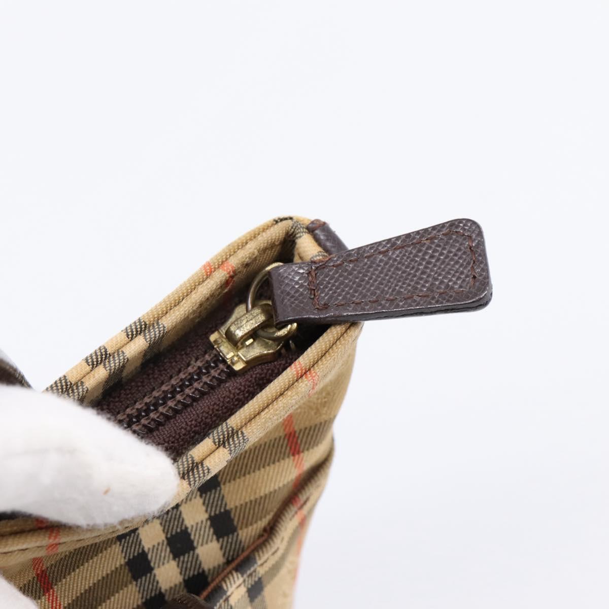 BURBERRY Nova Check Hand Bag Canvas Beige Gold Auth 202661