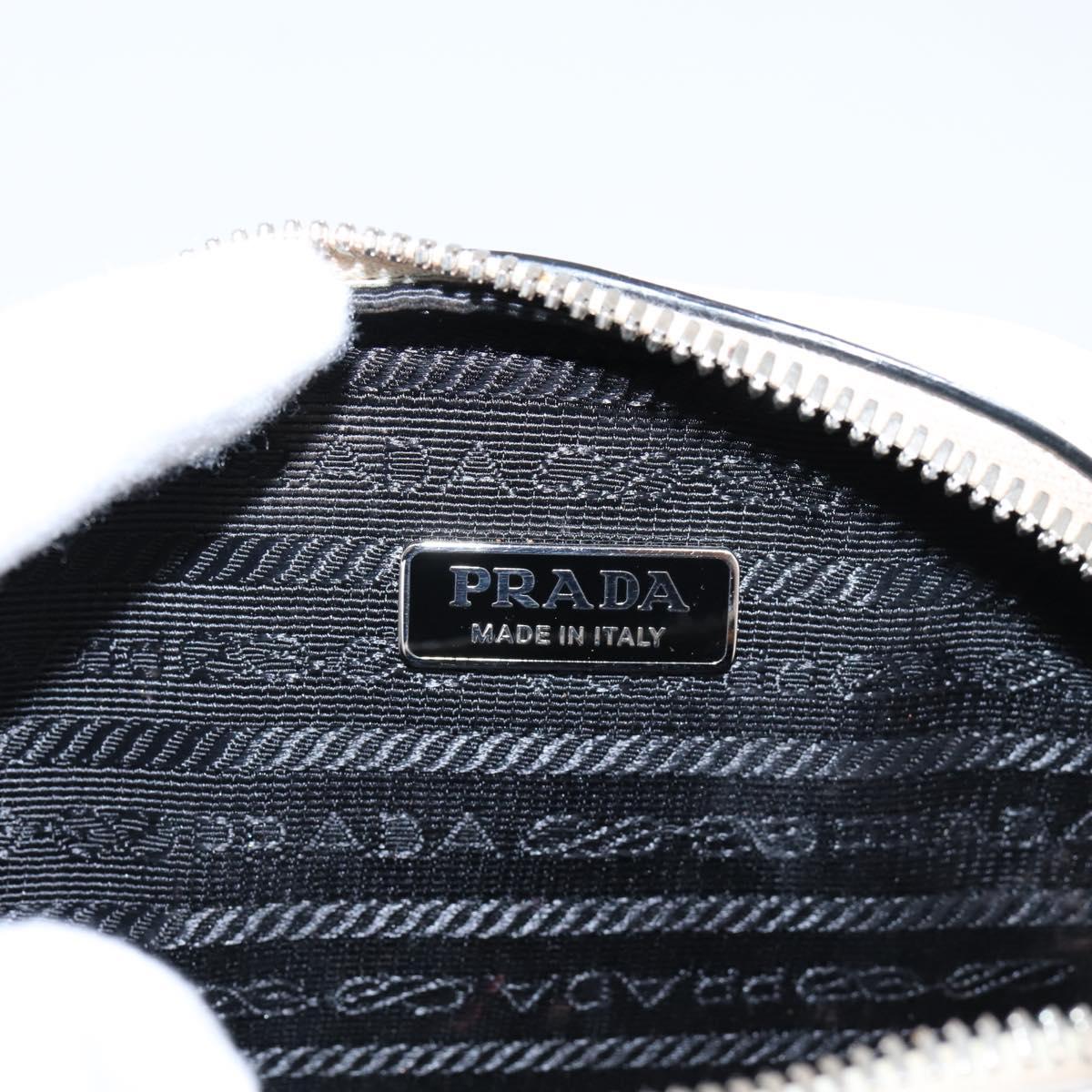 PRADA Chain Shoulder Bag Leather White Silver Auth 202662
