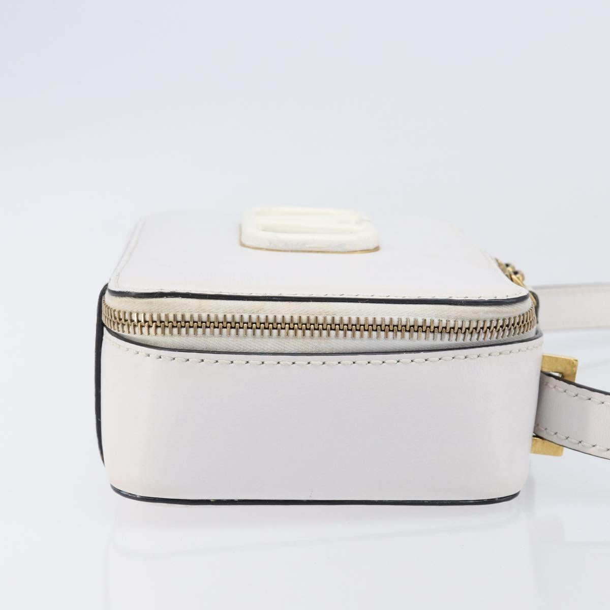 VALENTINO Shoulder Bag Leather White Gold Auth 202663A