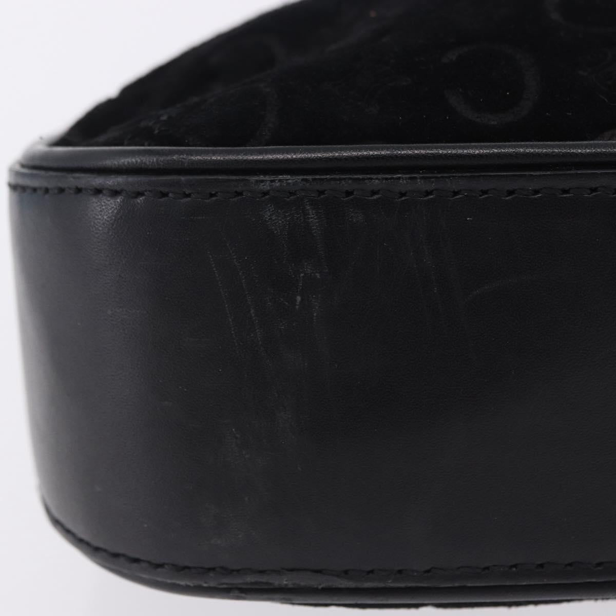 CELINE C Macadam Canvas Shoulder Bag Suede Black Silver Auth 202665A