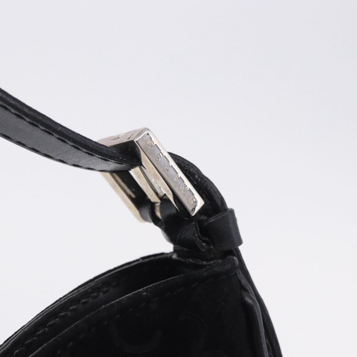 CELINE C Macadam Canvas Shoulder Bag Suede Black Silver Auth 202665A