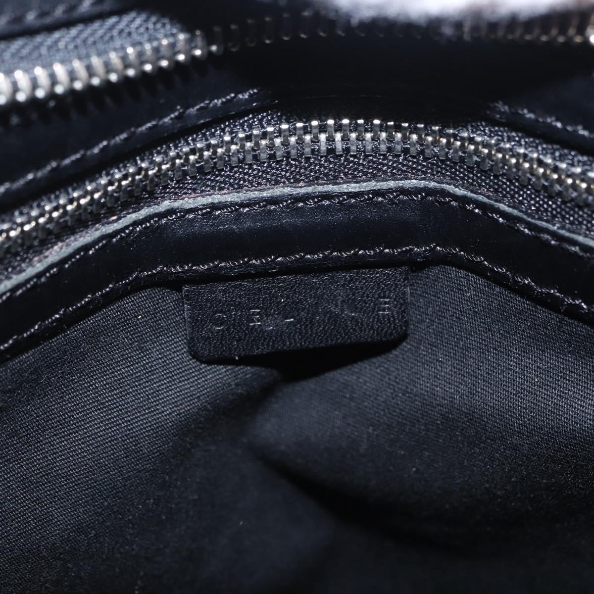 CELINE C Macadam Canvas Shoulder Bag Suede Black Silver Auth 202665A
