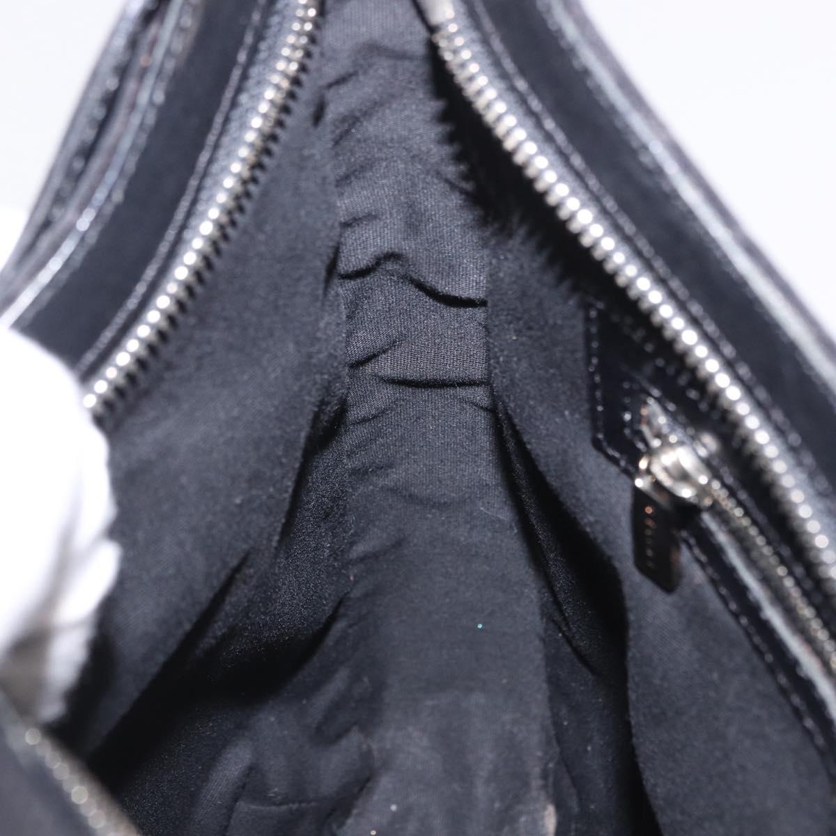 CELINE C Macadam Canvas Shoulder Bag Suede Black Silver Auth 202665A