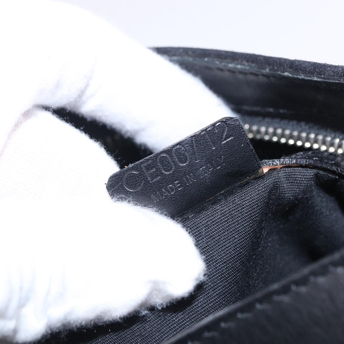 CELINE C Macadam Canvas Shoulder Bag Suede Black Silver Auth 202665A
