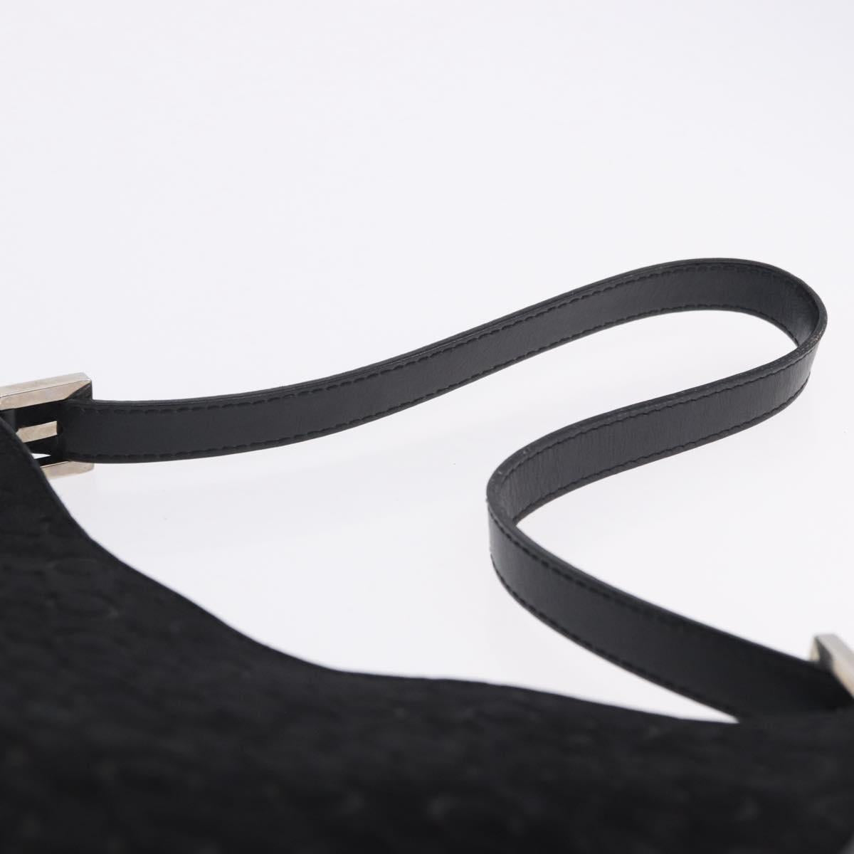 CELINE C Macadam Canvas Shoulder Bag Suede Black Silver Auth 202665A