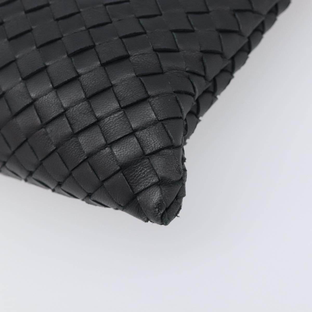BOTTEGA VENETA INTRECCIATO Clutch Bag Leather Black Auth 202666V