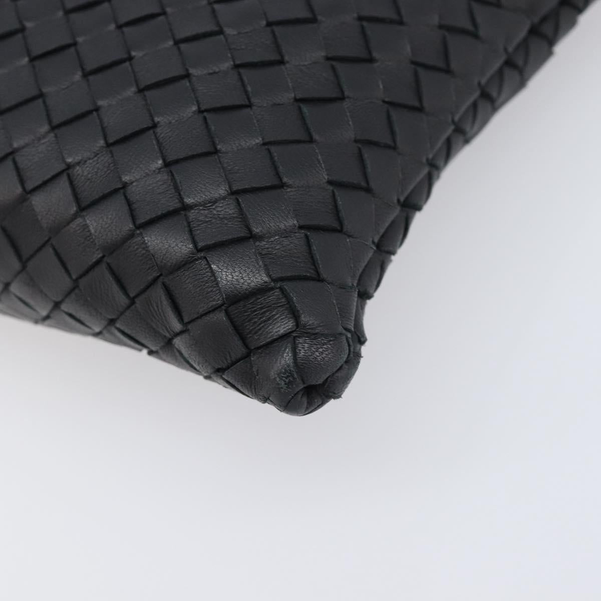 BOTTEGA VENETA INTRECCIATO Clutch Bag Leather Black Auth 202666V