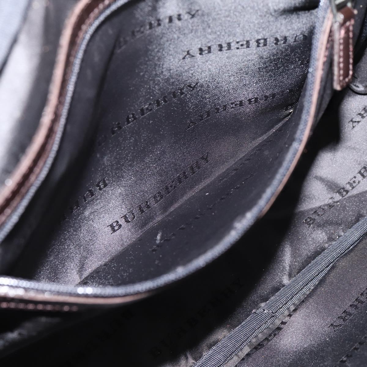 BURBERRY Nova Check Shoulder Bag Canvas Beige Silver Auth 202667