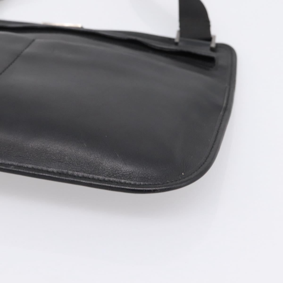 GUCCI Shoulder Bag Leather Black Silver 001 3364 Auth 202668