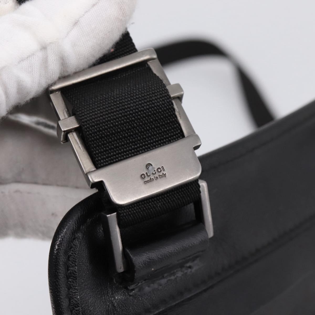 GUCCI Shoulder Bag Leather Black Silver 001 3364 Auth 202668