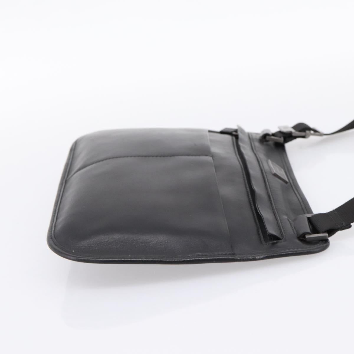 GUCCI Shoulder Bag Leather Black Silver 001 3364 Auth 202668