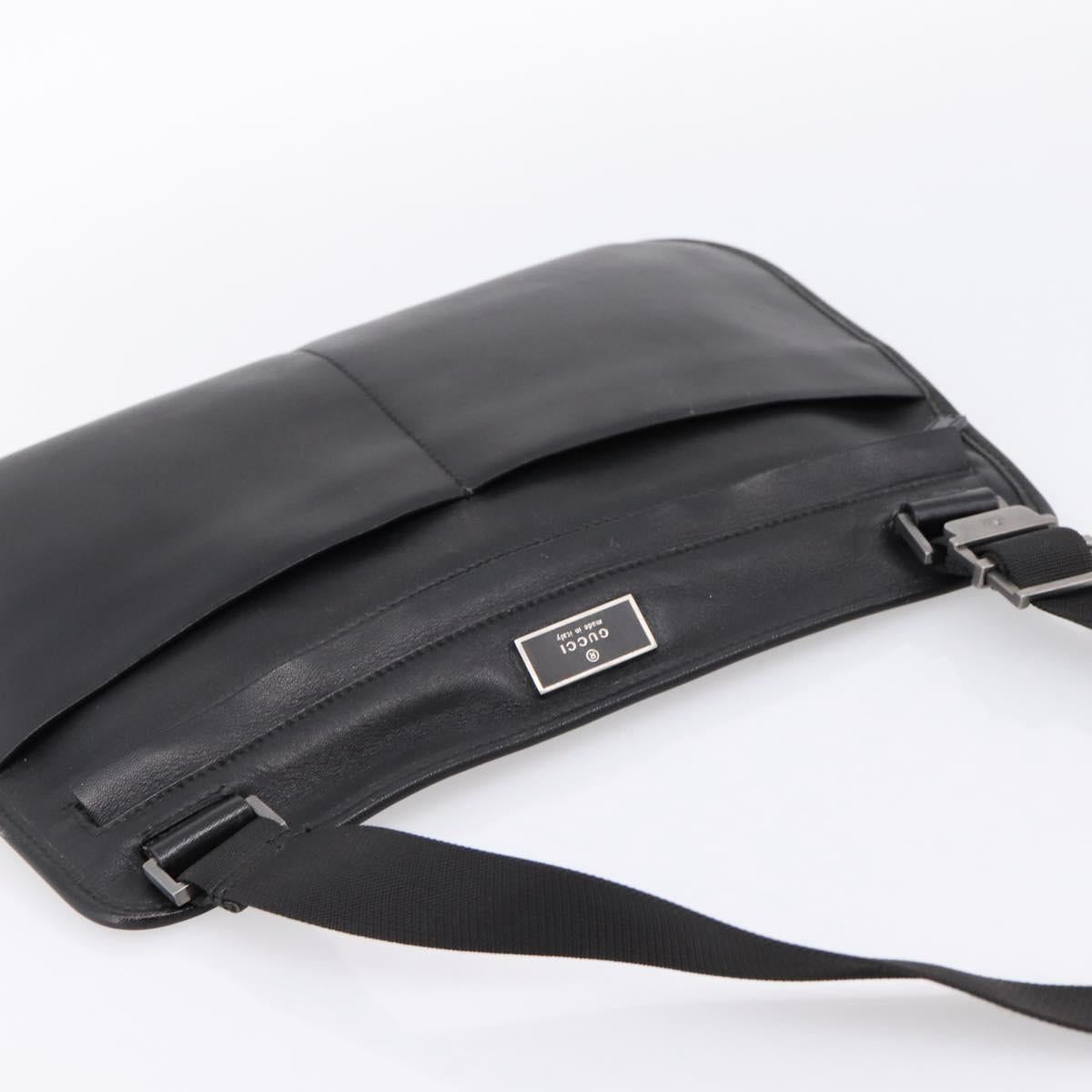 GUCCI Shoulder Bag Leather Black Silver 001 3364 Auth 202668