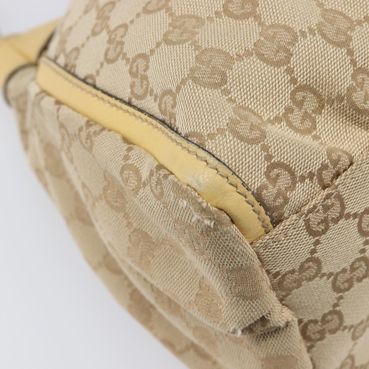 GUCCI GG Canvas Abbey Shoulder Bag Beige Gold Auth 202673