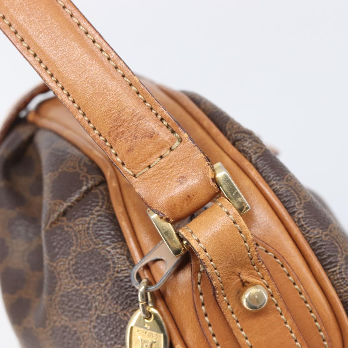CELINE Macadam Canvas Shoulder Bag PVC Leather Brown Gold Auth 202674