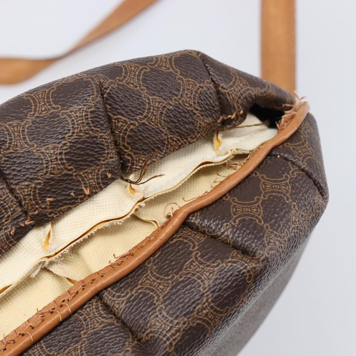 CELINE Macadam Canvas Shoulder Bag PVC Leather Brown Gold Auth 202674