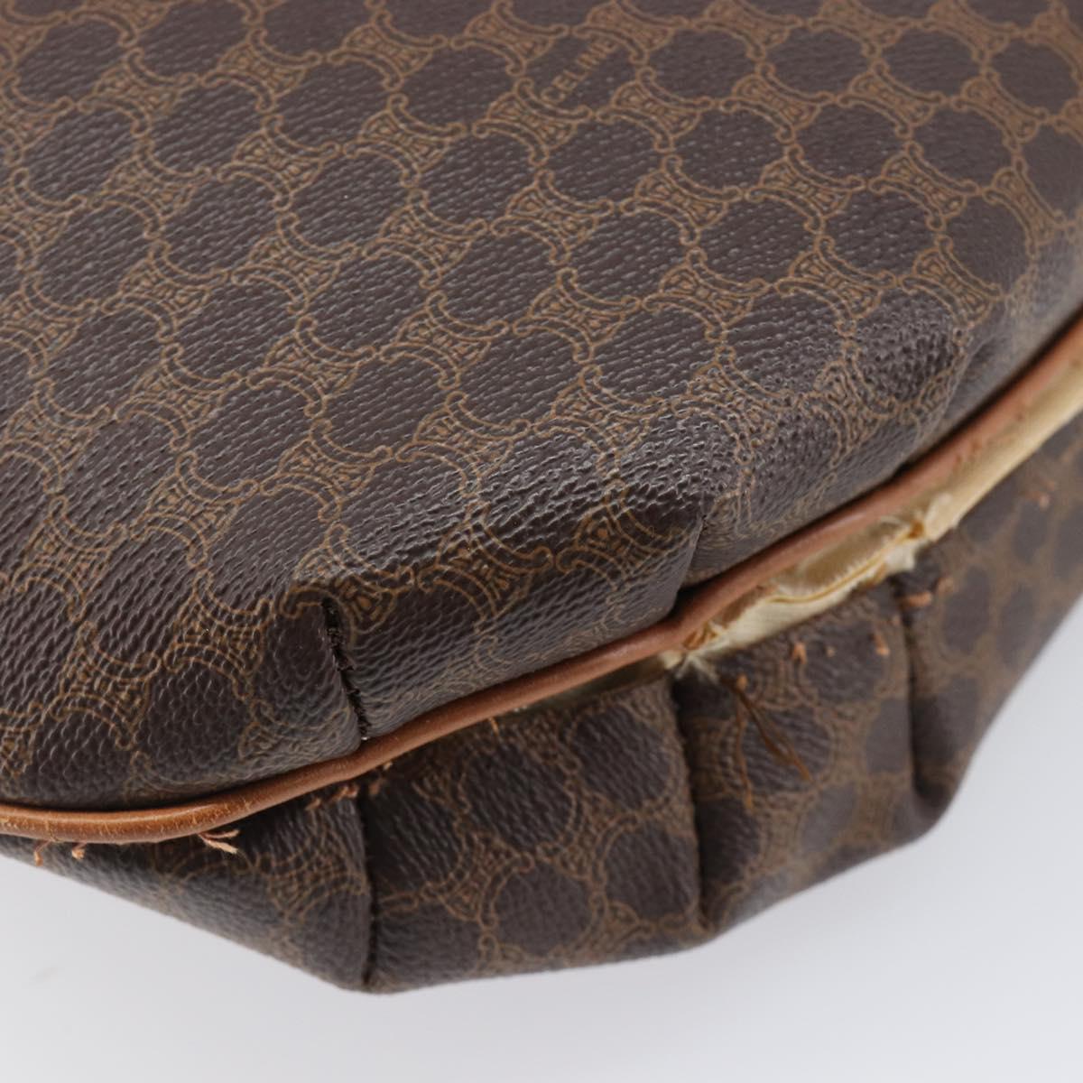 CELINE Macadam Canvas Shoulder Bag PVC Leather Brown Gold Auth 202674