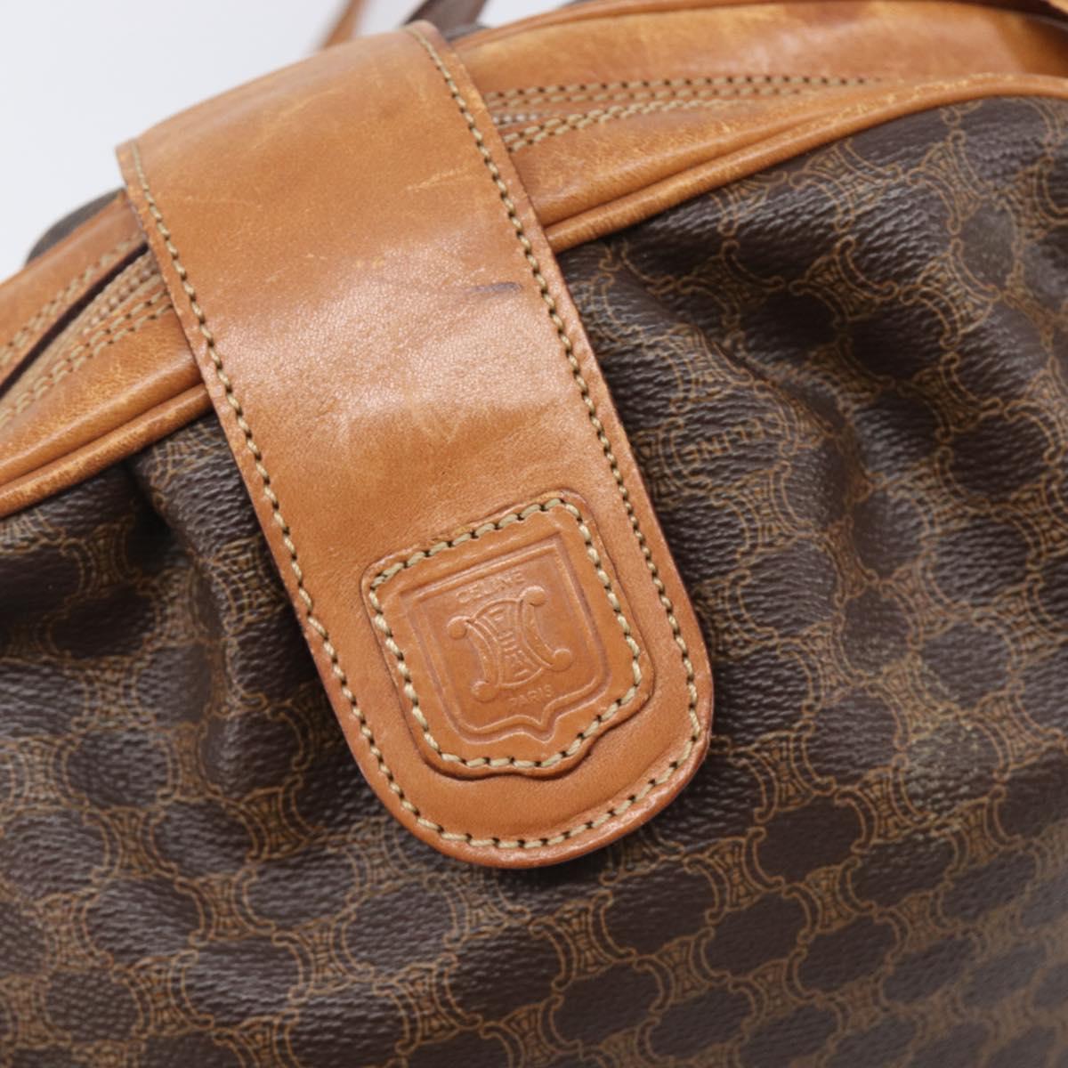 CELINE Macadam Canvas Shoulder Bag PVC Leather Brown Gold Auth 202674