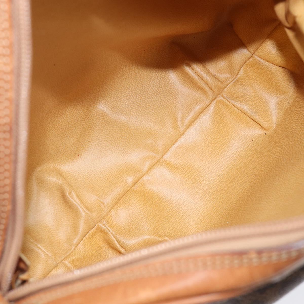 CELINE Macadam Canvas Shoulder Bag PVC Leather Brown Gold Auth 202674